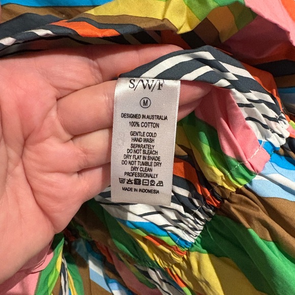 Anthropologie SWF NWT Fitted Balloon Mini Dress Cotton Stripe La Fiesta Medium - Picture 13 of 13